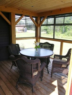 Normerica Timber Frame, Commercial Project, The Cottages at Diamond 'In the Ruff', Muskoka Lakes, Ontario, Porch
