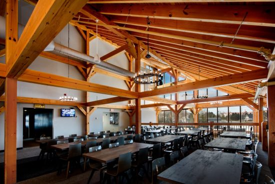 Normerica Timber Frames, Commercial Projects, Blue Mountain South Lodge, Interior, Collingwood, Ontario, Ski Resort, Clubhouse