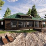 Bungalow Cottage Hip Roof Design Cottage House Plan The Baril 3514 Exterior Front View Lakeside Close Normerica Timber Homes