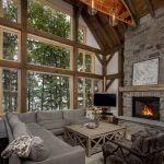 Normerica Timber Frames, Interior, Great Room, Living Room, Fireplace, Cathedral Ceiling, Cottage